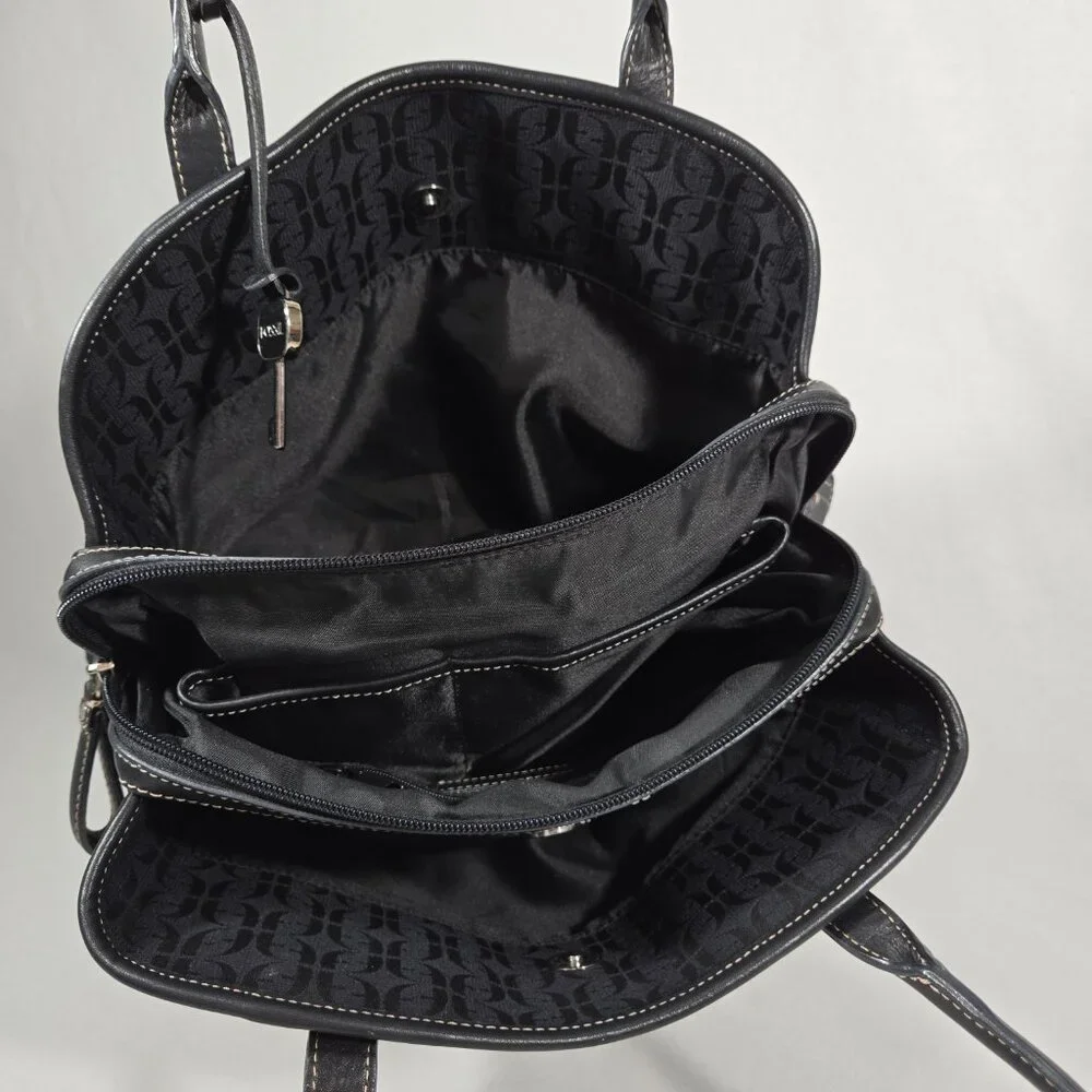 Vintage FOSSIL Y2K Whimsigoth BLACK Signature Canvas Leather Trim Shoulder Bag. - Picture 16 of 17